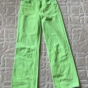 Zara Bright Green Wide-Leg Pants size 0